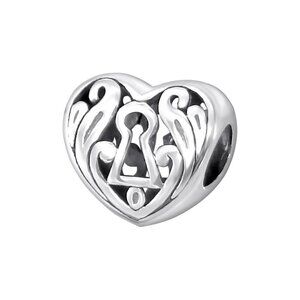 Sterling Silver Heart Lock Charm Bead